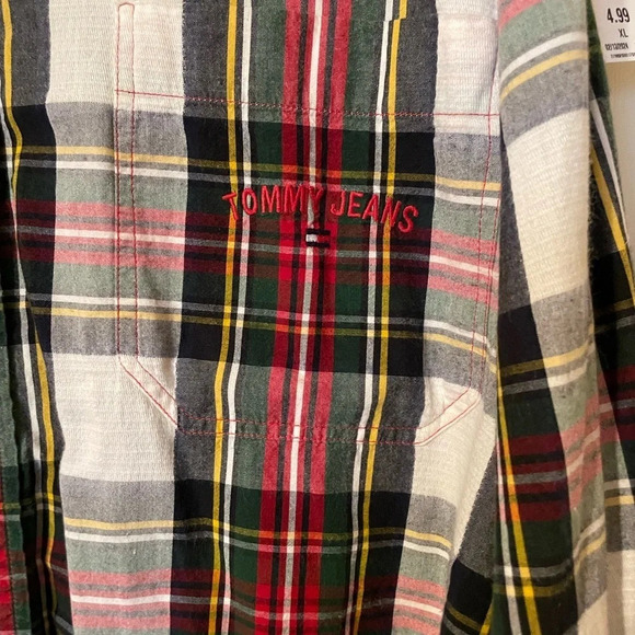 90s Vintage Tommy Hilfiger Plaid Long Sleeve Button Up XL Multicolor - Picture 2 of 7
